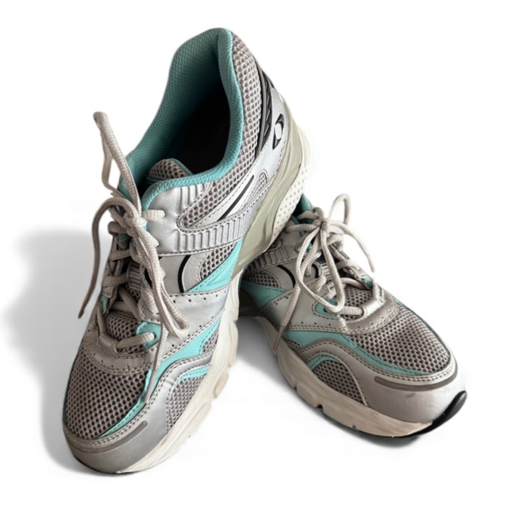 Apex Boss Runner High Performance Running Shoes Sz 10 X-Wide Silver Tiffany Blue
